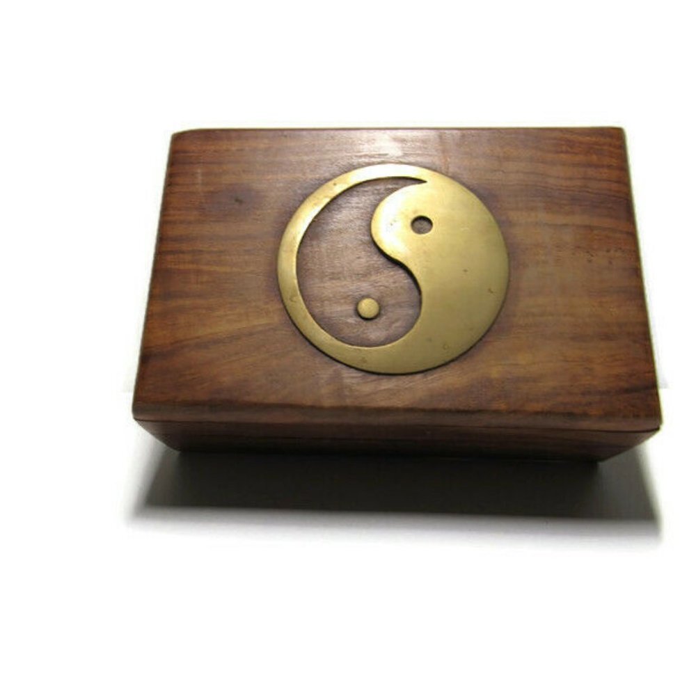 Ying Yang Wooden Box Unisex Hinged Box